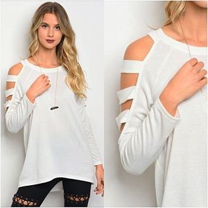 Ivory Lightweight Ladder Tunic Top SMLXL